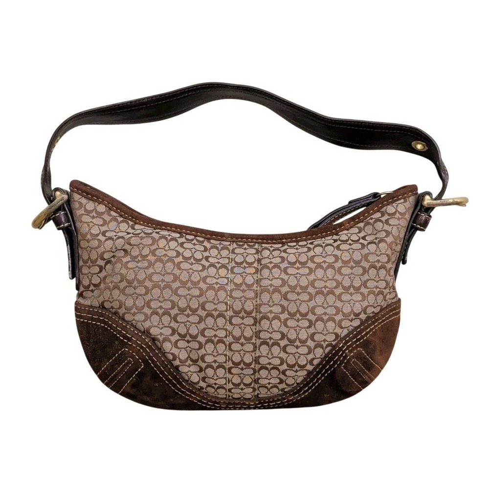 Vintage Coach Signature Soho Mini Hobo Shoulder Bag Jacquard And Suede 2154 Y2K - Picture 2 of 9